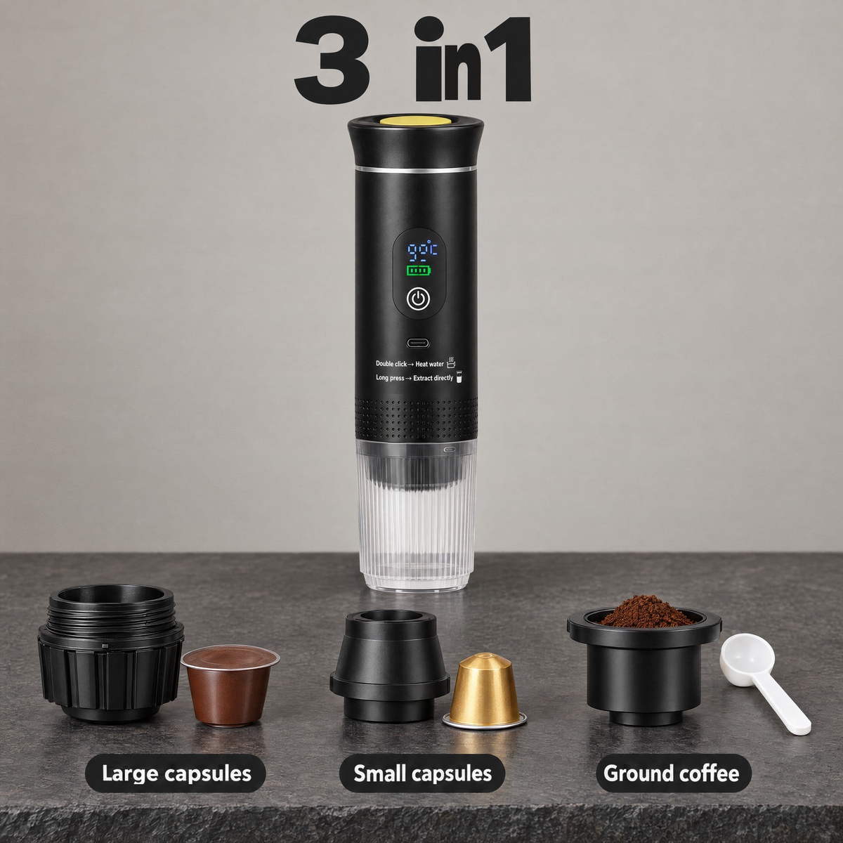 Turbarista™ – Portable Espresso Maker with Built-In Heating