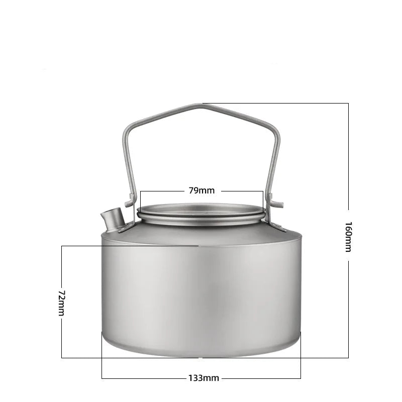 Camping Titanium Water Kettle 980ml Ultralight Cooking Kettle Tea Coffee Pot - Makschill