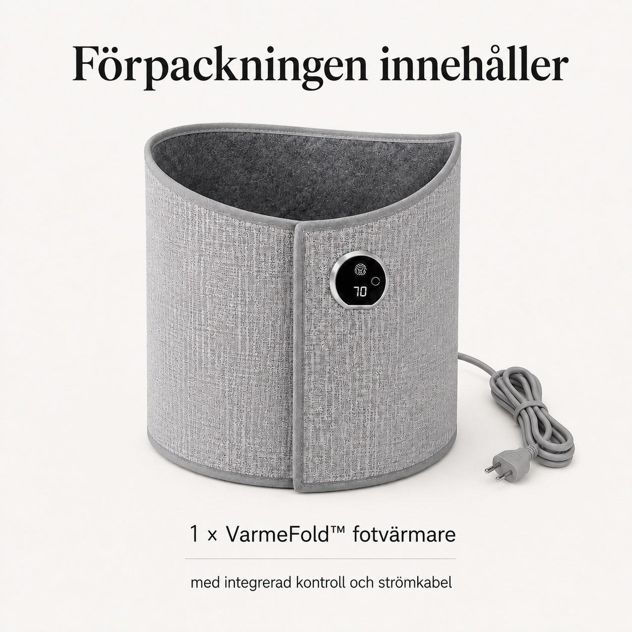 VarmeFold™ – hopfällbar fotvärmare under skrivbordet