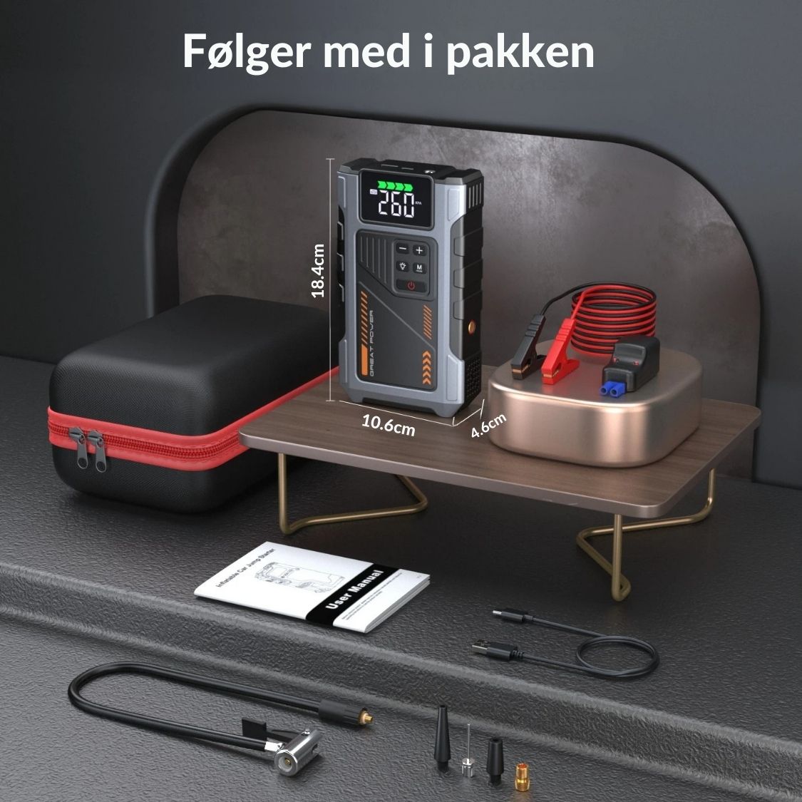 Sparkis™ - Jumpstarter med luftkompressor