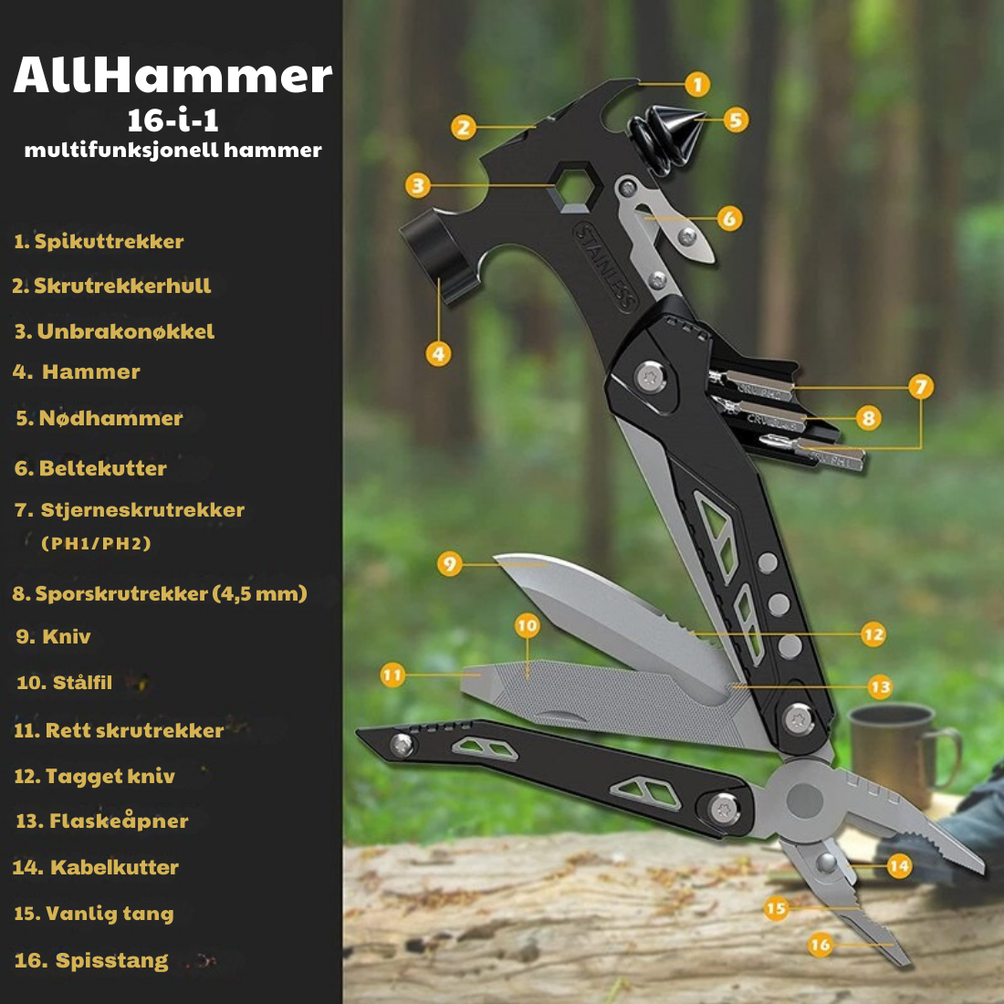 AllHammer™ - 16 verktøy i én hammer - Makschill