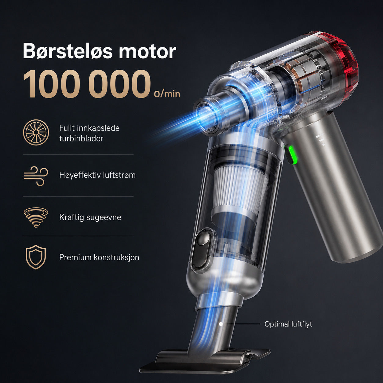 Handy™ - kompakt trådløs bilstøvsuger