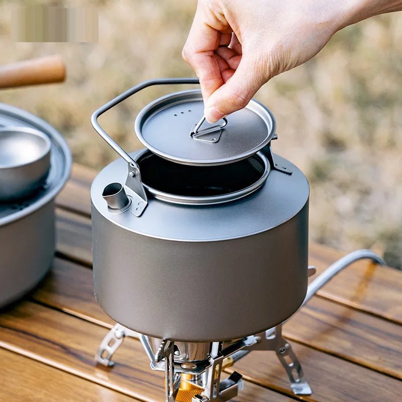 Camping Titanium Water Kettle 980ml Ultralight Cooking Kettle Tea Coffee Pot - Makschill