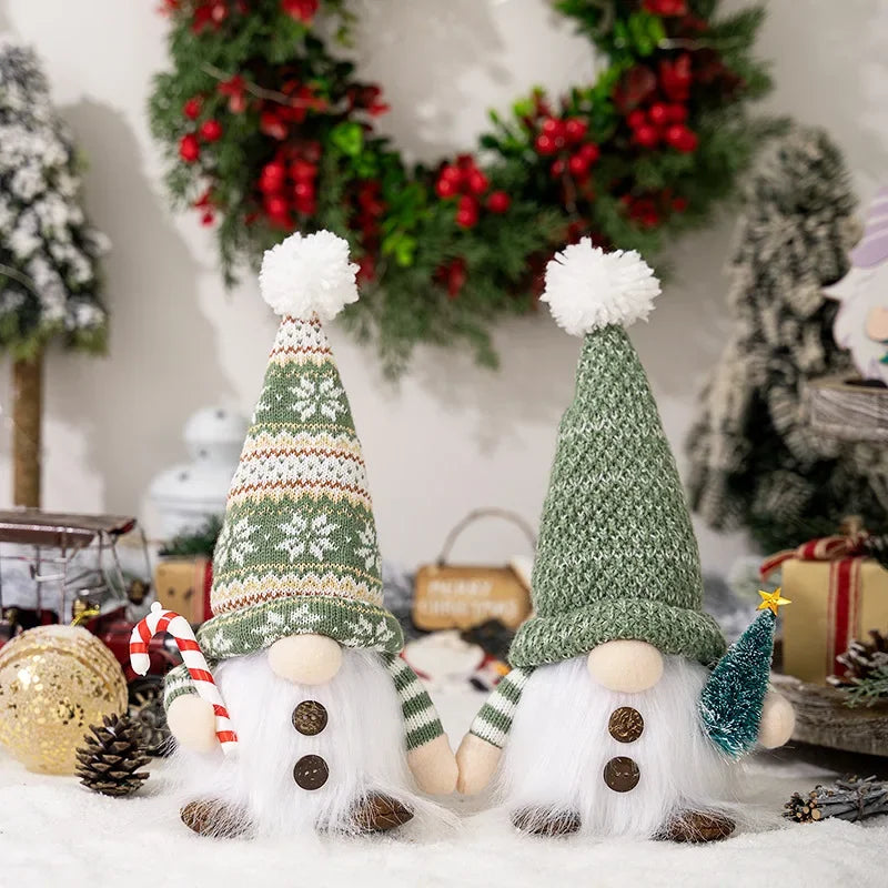 30cm Glowing Knitted Gnome Doll Couple with Led Night Light 2025 Christmas Decorations Home Xmas Tree Decor New Year 2026 Gift - Makschill