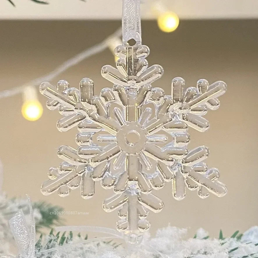 3pcs/bag 2025 Christmas Decorations Christmas Transparent Snowflake Pendants for Winter New Year Tree Home Party Ornaments - Makschill