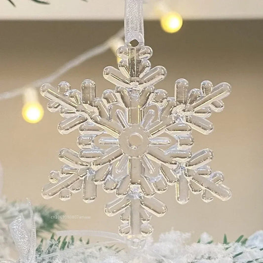 3pcs/bag 2025 Christmas Decorations Christmas Transparent Snowflake Pendants for Winter New Year Tree Home Party Ornaments - Makschill