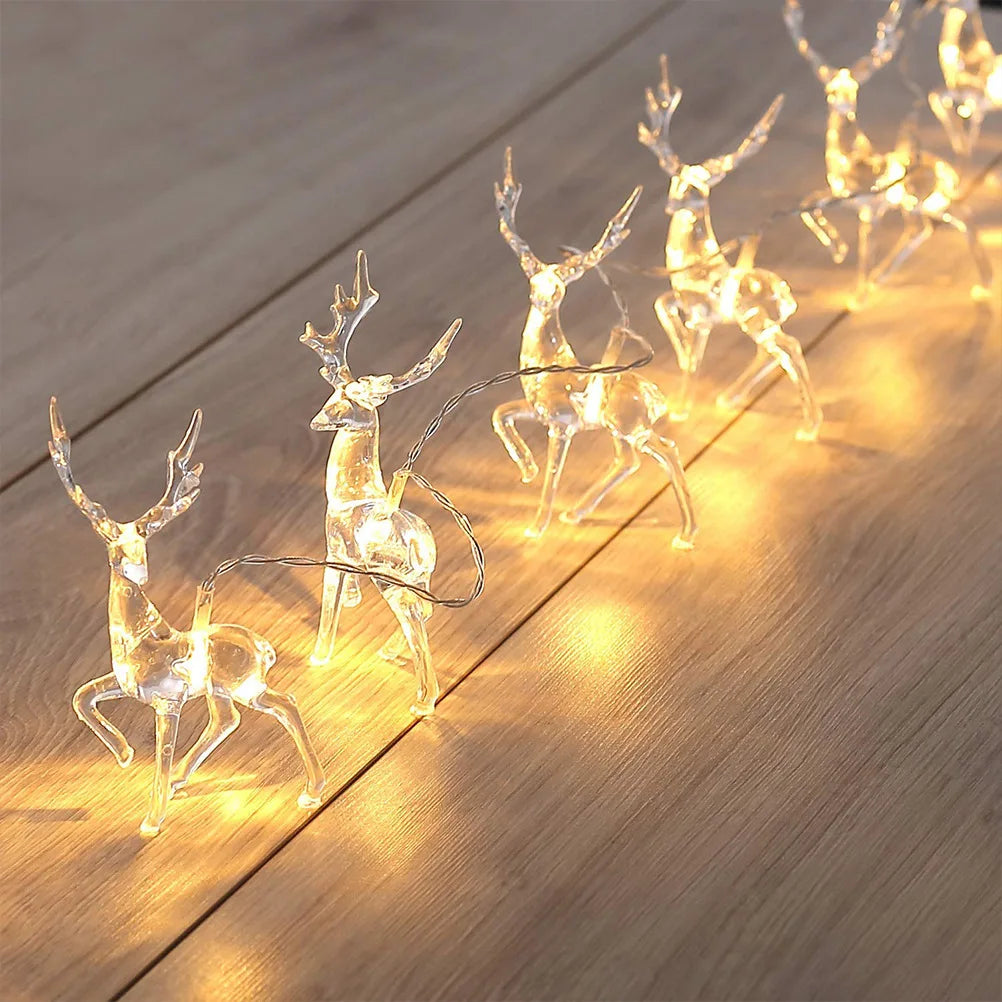 1.5/3m 3D Christmas Festive Reindeer Shaped Battery Operated String Lights Indoor Decorative LED Lights for Christmas Tree Decor - Makschill