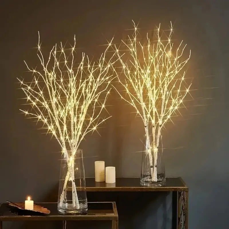 LED White Birch Branch Christmas Tree Branch Fairy Garland Light Party Wedding Decoration Dinner Table Lamp Fairy Light String - Makschill