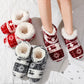 Christmas New Year Elk Indoor Socks Men Women Winter Warm Home Soft Thickened Plus Velvet Sleeping Anti Slip Floor Slipper - Makschill