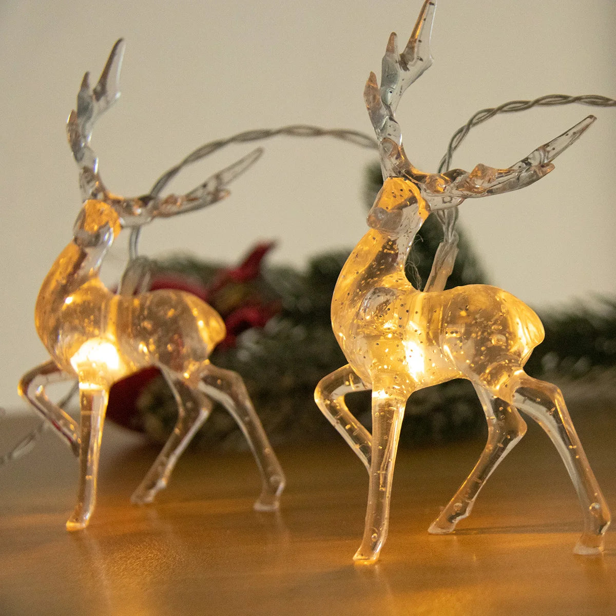 1.5/3m 3D Christmas Festive Reindeer Shaped Battery Operated String Lights Indoor Decorative LED Lights for Christmas Tree Decor - Makschill