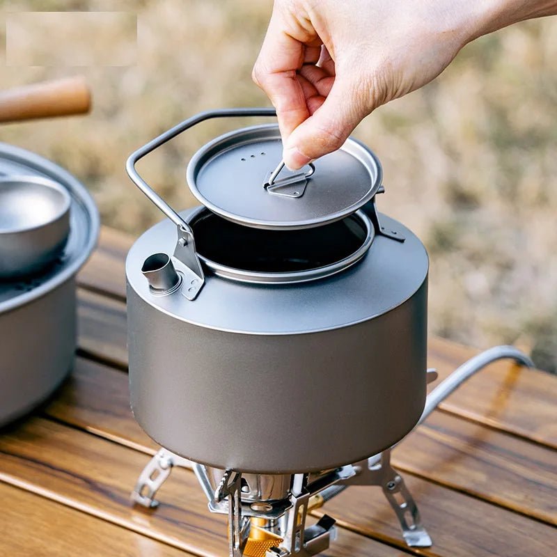Camping Titanium Water Kettle 980ml Ultralight Cooking Kettle Tea Coffee Pot - Makschill