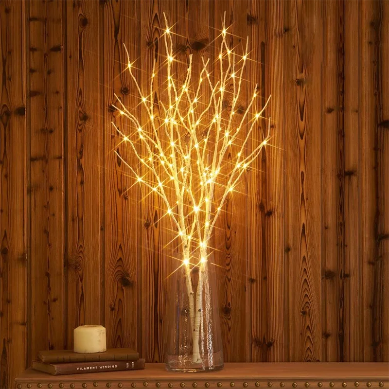 LED White Birch Branch Christmas Tree Branch Fairy Garland Light Party Wedding Decoration Dinner Table Lamp Fairy Light String - Makschill