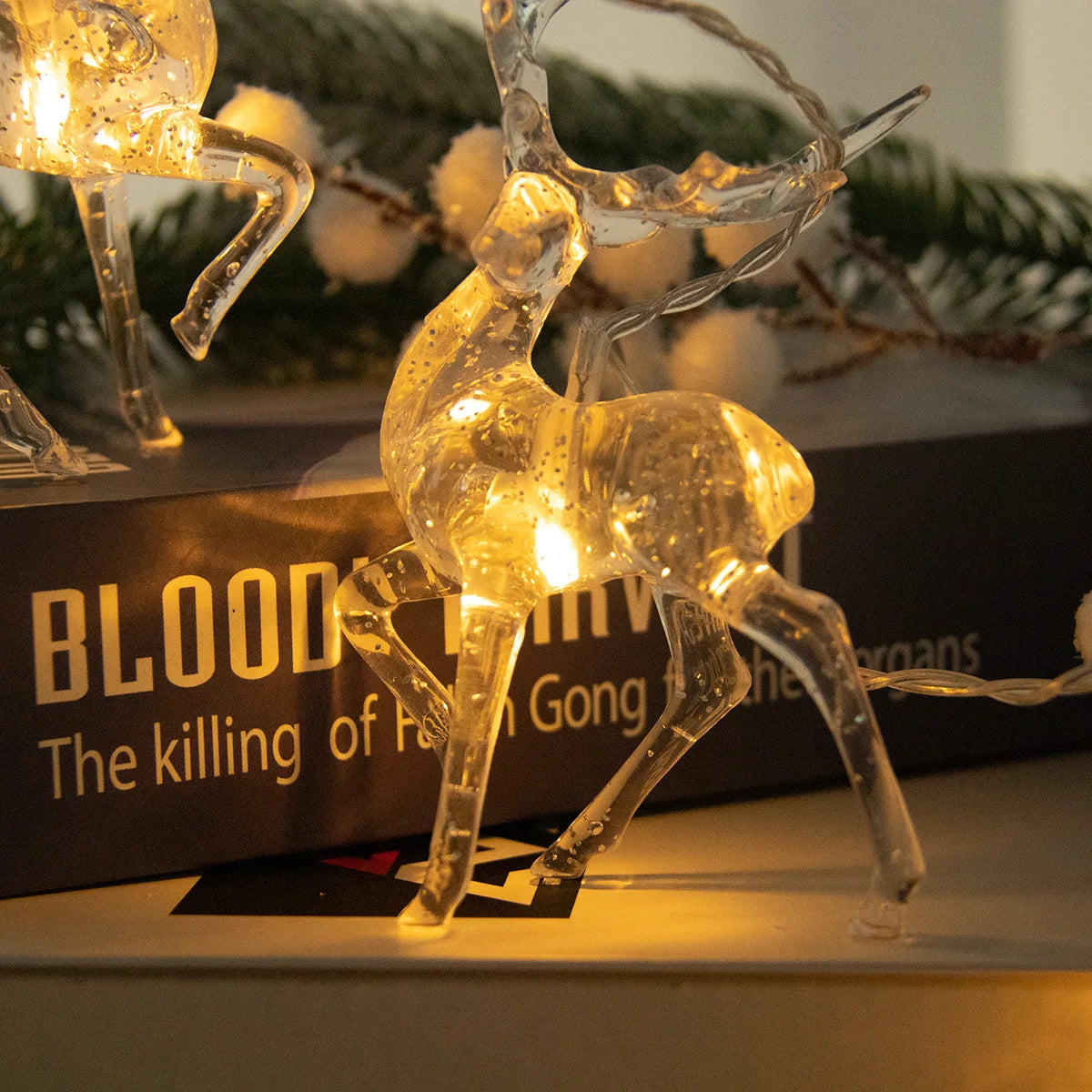 1.5/3m 3D Christmas Festive Reindeer Shaped Battery Operated String Lights Indoor Decorative LED Lights for Christmas Tree Decor - Makschill