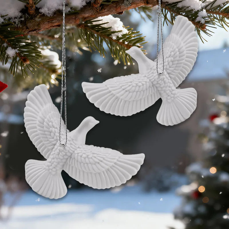 1/4pcs Resin White Dove Christmas Ornaments Xmas Tree Hanging Pendants 2026 New Year Party Home Wall DIY Decoration Kids Gifts - Makschill