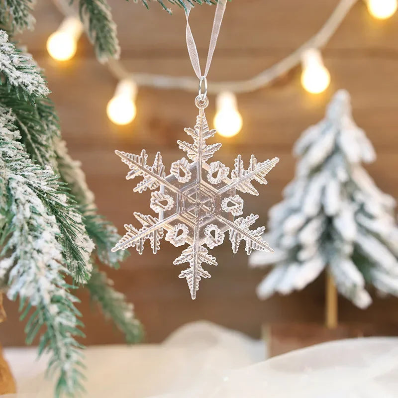 3pcs/bag 2025 Christmas Decorations Christmas Transparent Snowflake Pendants for Winter New Year Tree Home Party Ornaments - Makschill