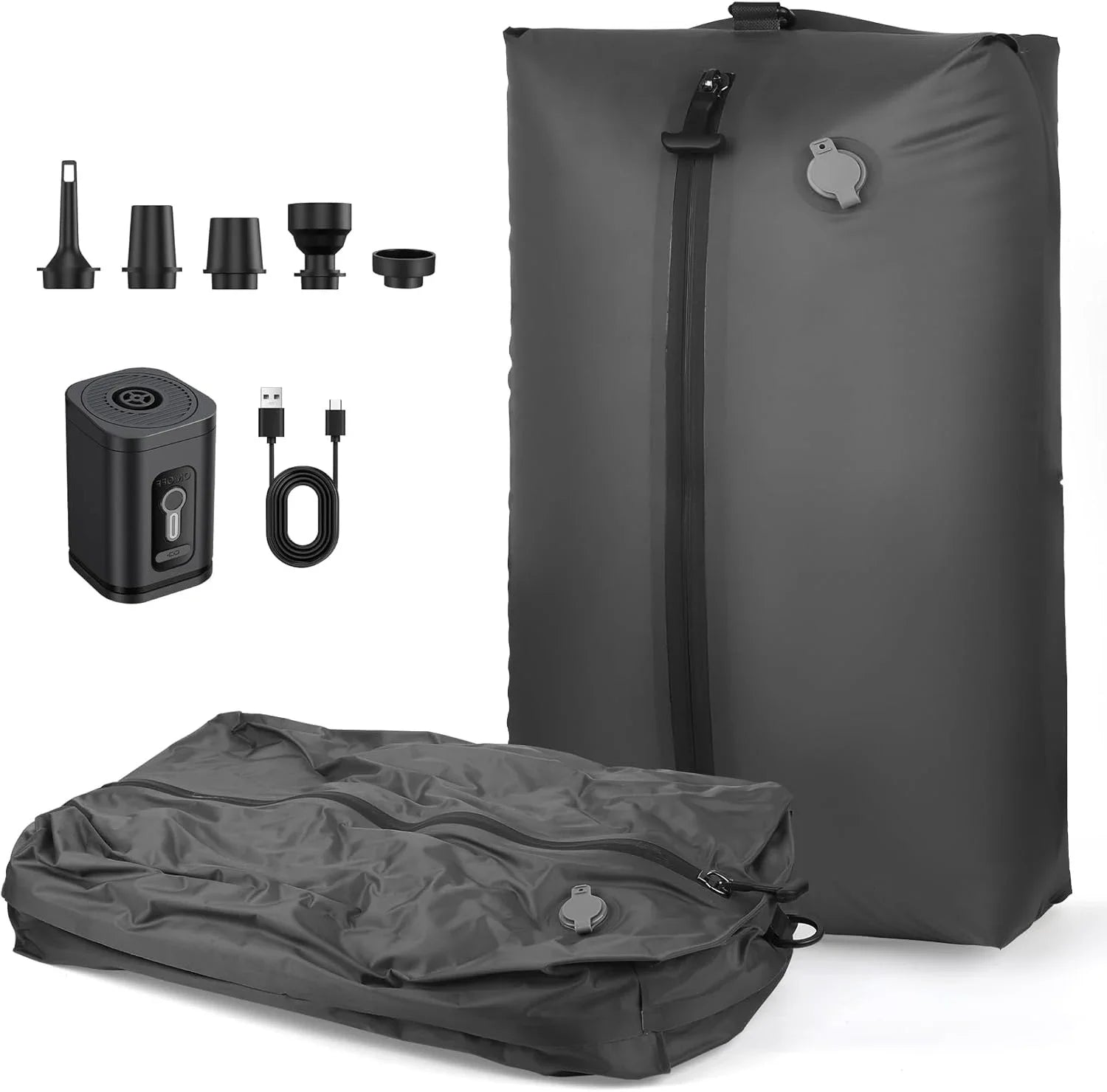 Reisepakk Pro™ – vakuumpose med indbygget pumpe – grå med pumpe, produktbillede 10