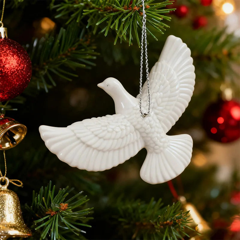 1/4pcs Resin White Dove Christmas Ornaments Xmas Tree Hanging Pendants 2026 New Year Party Home Wall DIY Decoration Kids Gifts - Makschill
