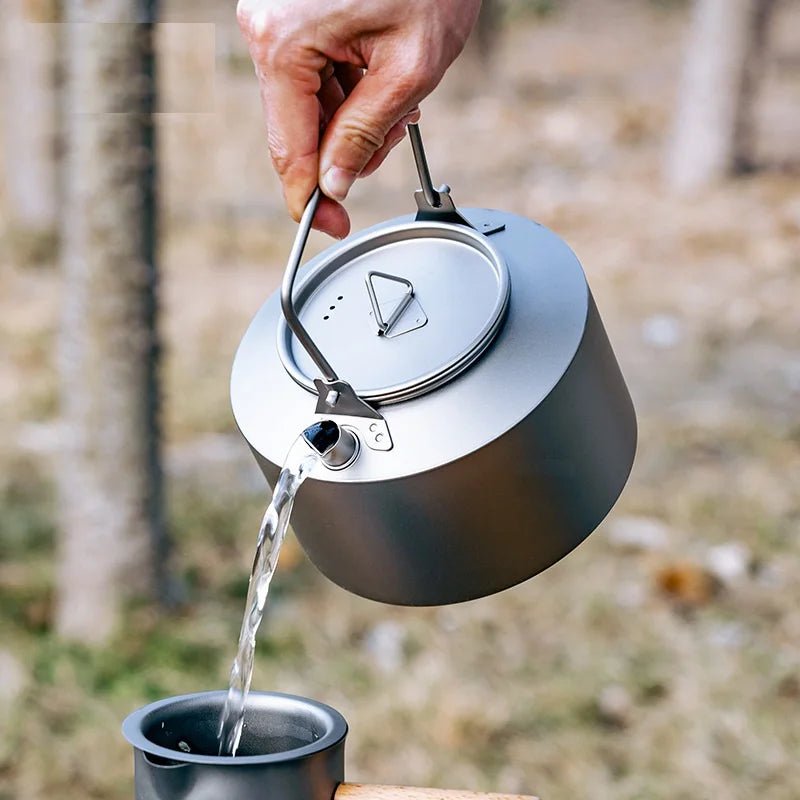 Camping Titanium Water Kettle 980ml Ultralight Cooking Kettle Tea Coffee Pot - Makschill
