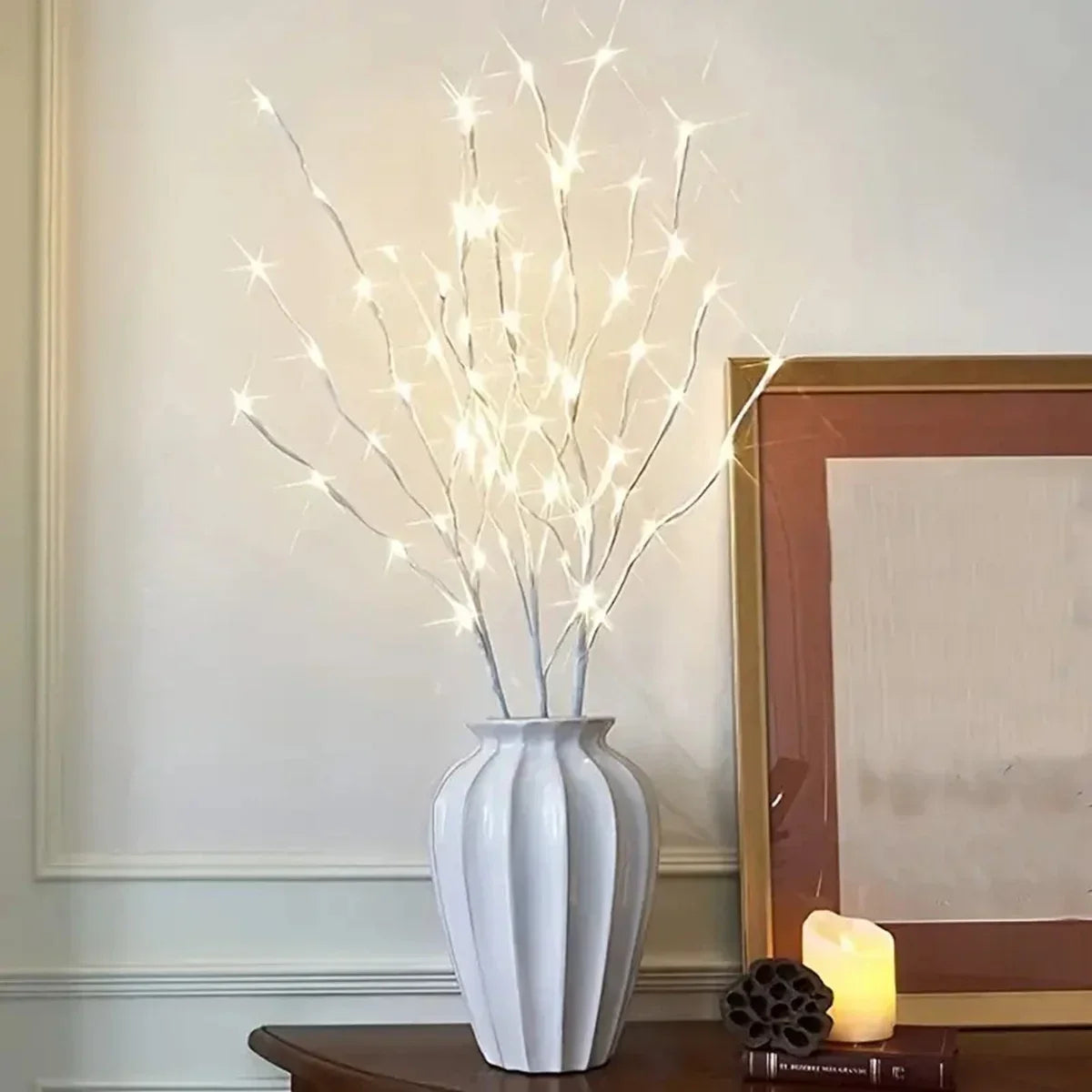 LED White Birch Branch Christmas Tree Branch Fairy Garland Light Party Wedding Decoration Dinner Table Lamp Fairy Light String - Makschill
