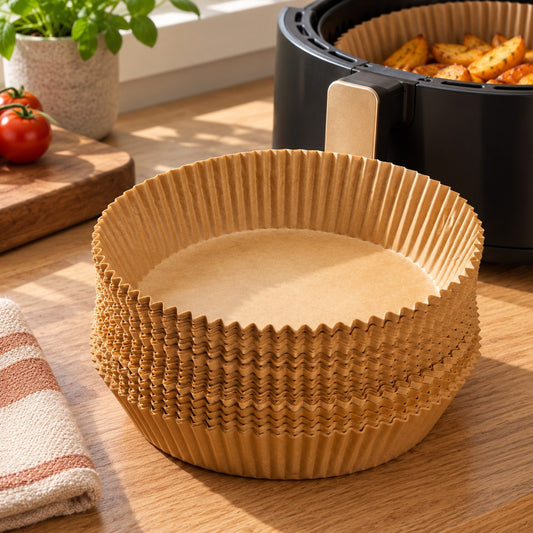Bakepapir til airfryer på kjøkkenbenken