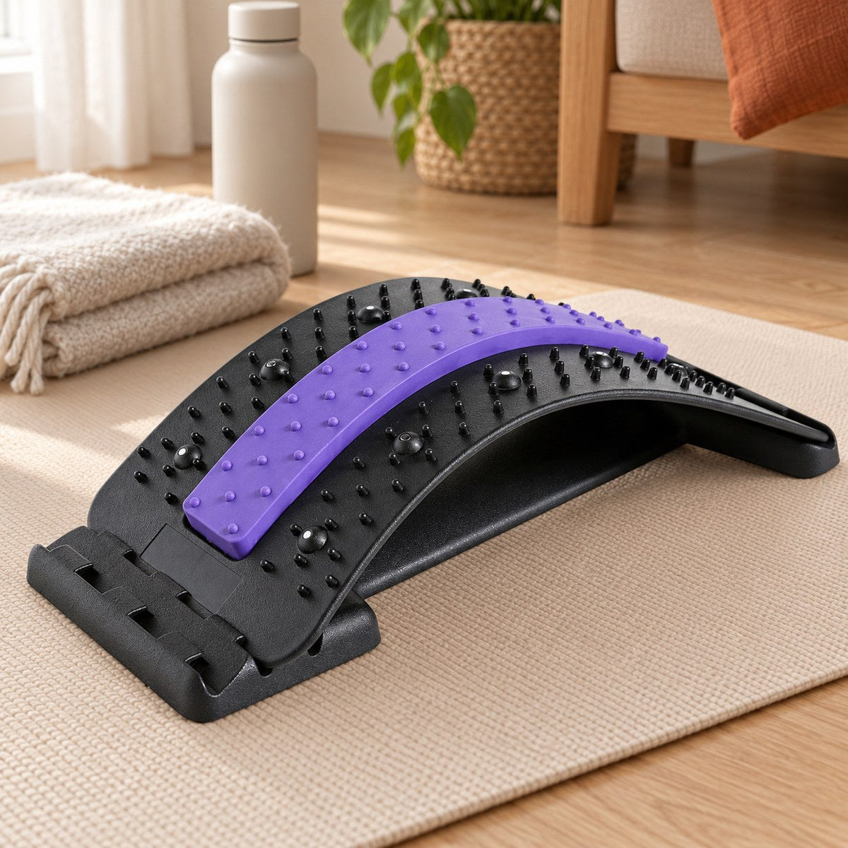 Ryggstrekkeren strekkbenk på yogamatten