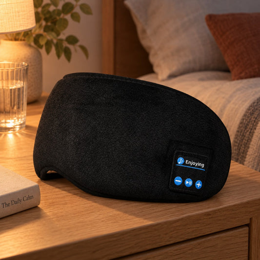 Bluetooth sovemaske på nattbordet