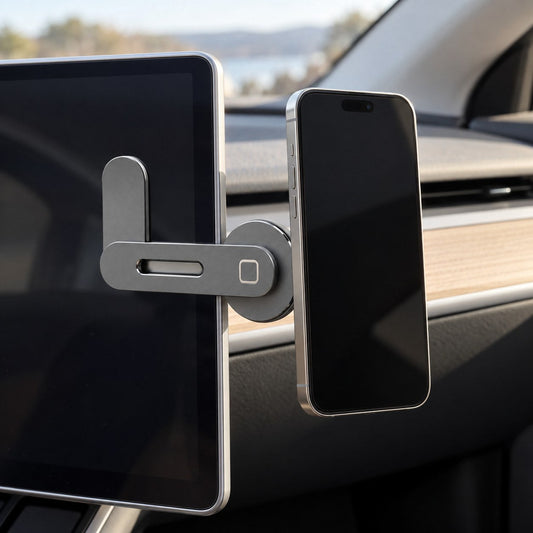 Magnetisk mobilholder montert på bilskjermen