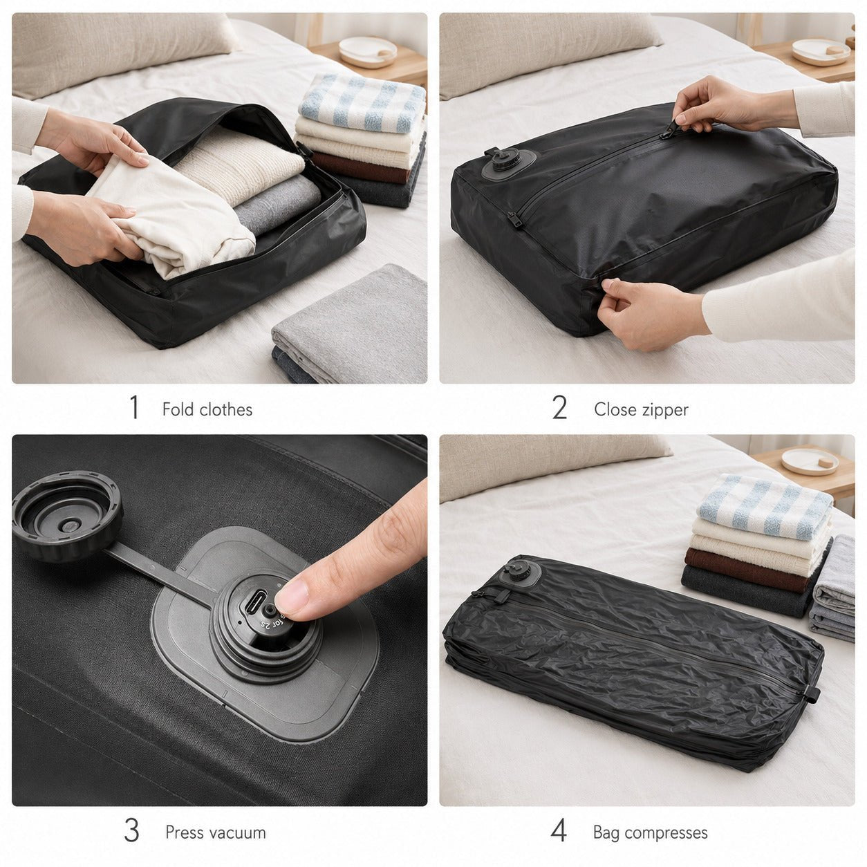 Reisepakk Pro™ – vakuumpose med indbygget pumpe – produktbillede 5