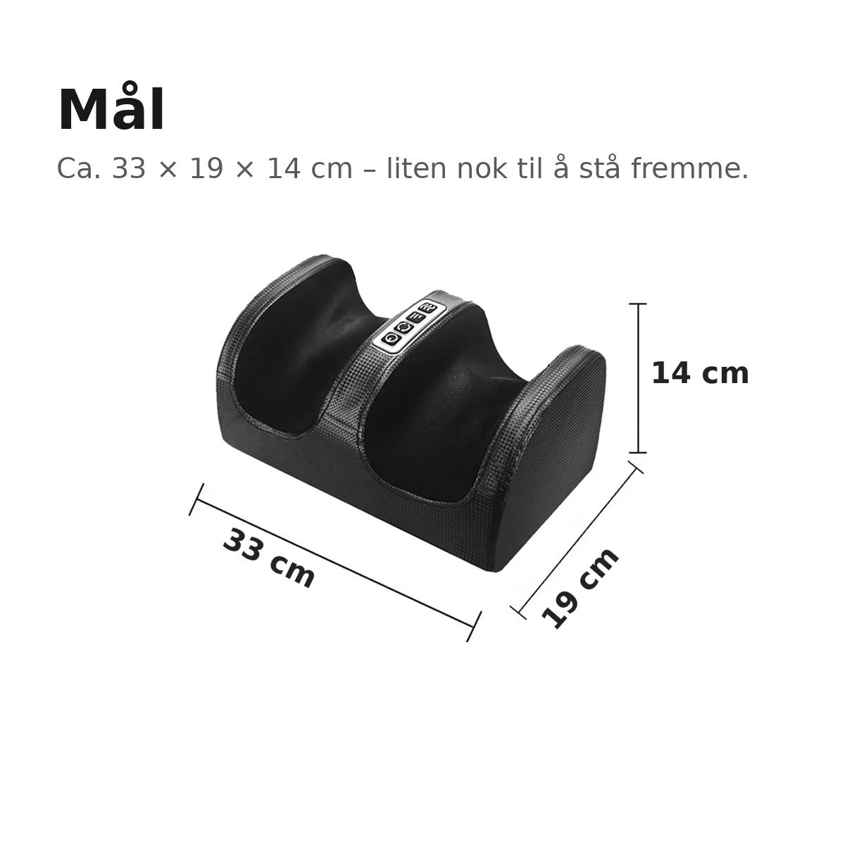 Mål på FotRo: ca. 33 × 19 × 14 cm