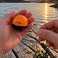 SonarKule rests easily in the palm while the line is attached on the jetty