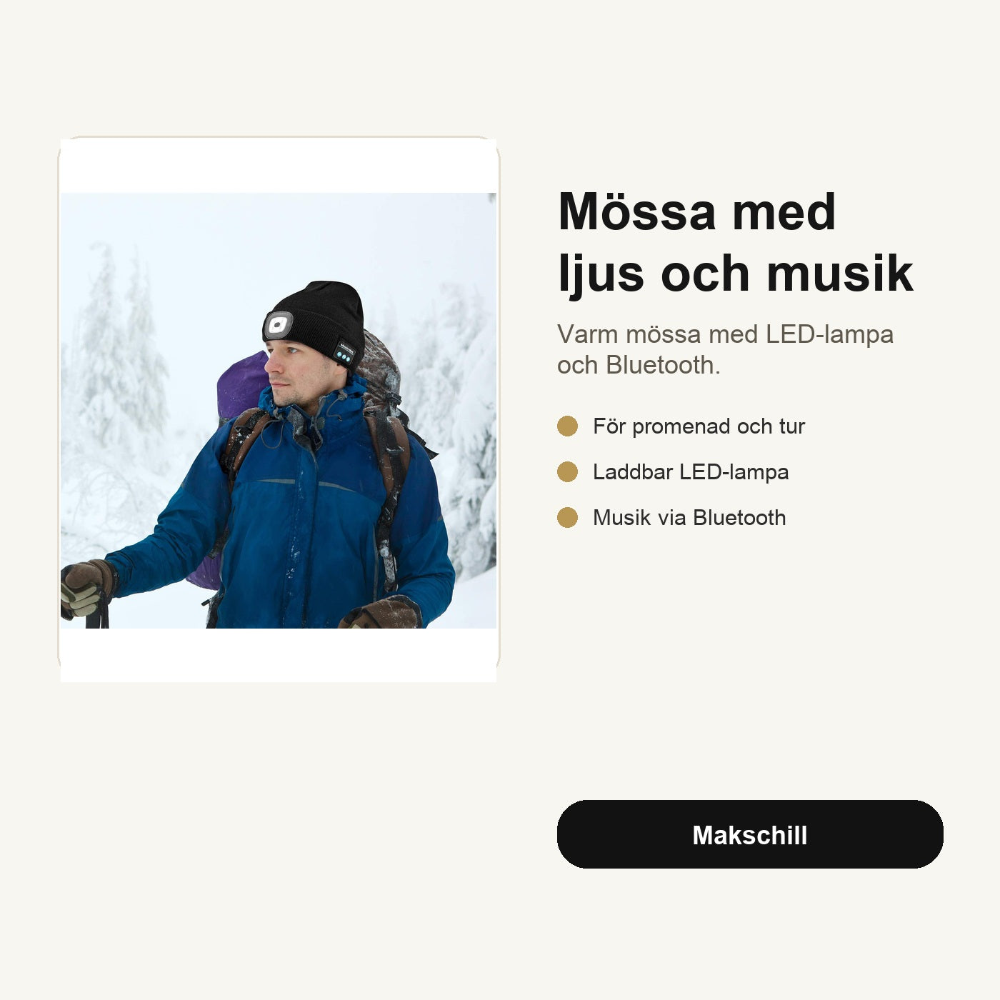 Smartmössa™ - mössa med lampa och musik